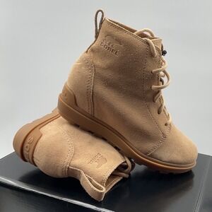 Sorel Evie II Lace Waterproof Suede Wedge Ankle Boots Camel Brown NL5023-262 5